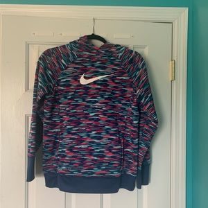 Girls Navy/Teal/Pink Nike Therma-Fit Hoodie